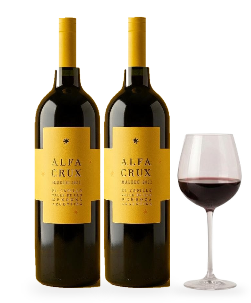 Pack Alfa Crux 2021 y 2022 - dos botellas y copa